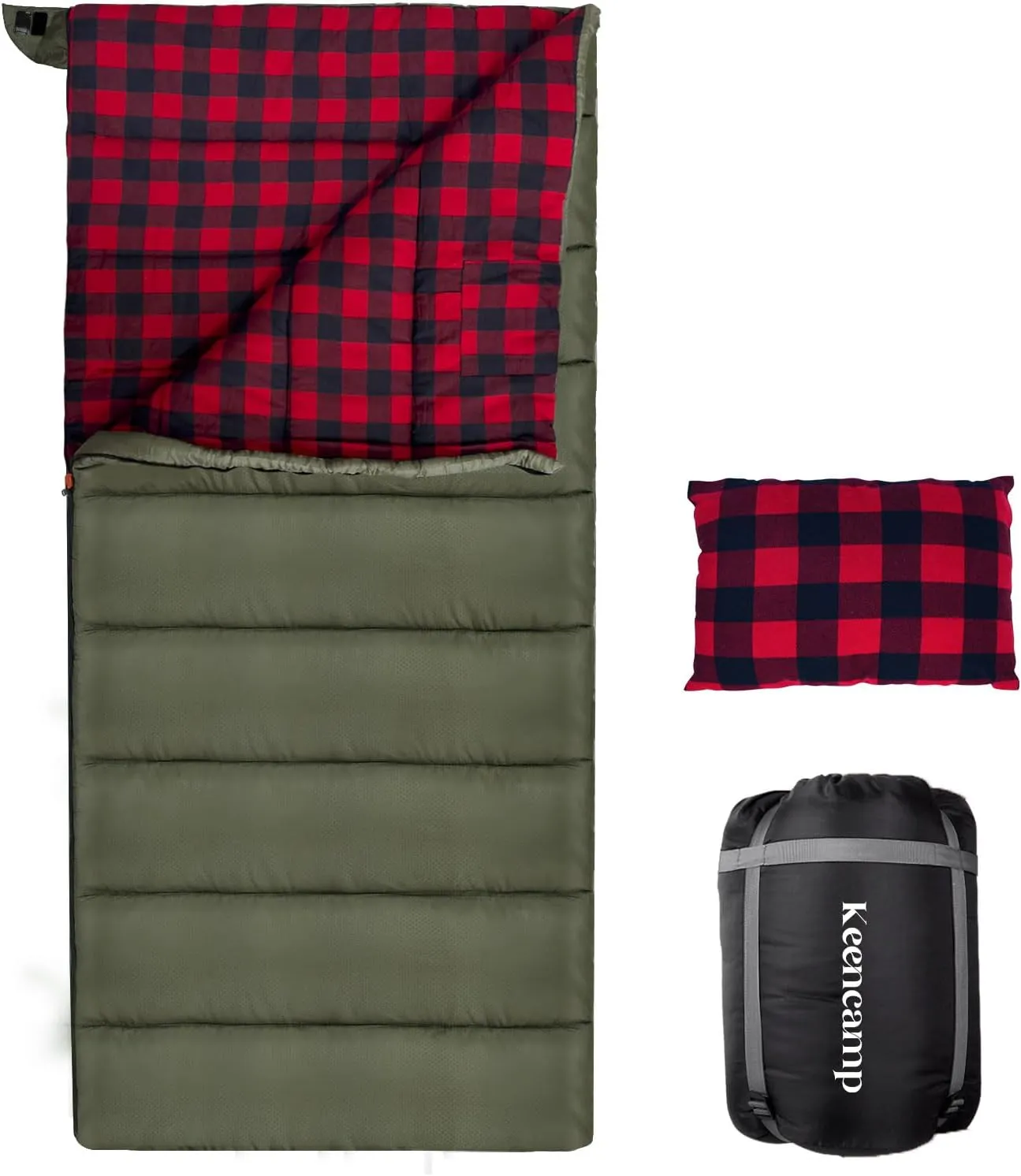0 Degree Sleeping Bag Cotton Flannel Winter Cold Weather for Adults XXL Sleeping Bag 4 Season Big and Tall with Pillow Compression Sack