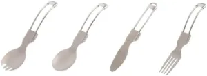 1 Set Of Outdoor Pure Titanium Hiking And Camping Folding Convenient Tableware Four-piece Set
