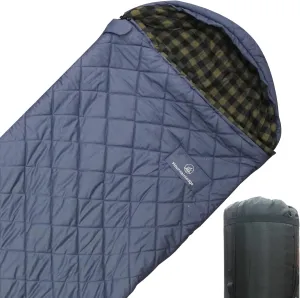 100% Cotton Shell and Lining Sleeping Bag for Adult Cold Weather with Compression Bag&Carry Bag for Camping,Travel and Car Camping