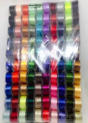 100 Pcs Assorted Colors Prewound Embroidery Bobbins, Size A, Polyester, for Brother, Babylock, Janome, Singer, Pfaff, Bernina, Elna Embroidery Machines