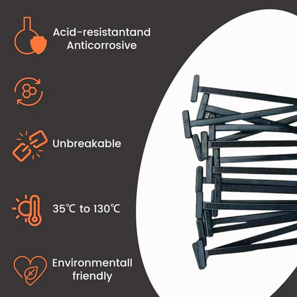 100PCS Nylon Universal Cable Tie Buckle – Heavy Duty Self-Locking Zip Ties Holder with Pin & Button Design, Plastic Cable Ties Tool Fasteners Car Body, (50pcs Black)