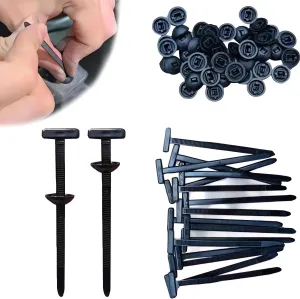 100PCS Nylon Universal Cable Tie Buckle – Heavy Duty Self-Locking Zip Ties Holder with Pin & Button Design, Plastic Cable Ties Tool Fasteners Car Body, UV Resistant Zipties for Car Daily Auto Fixing
