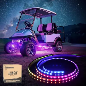 10L0L Golf Cart Underbody Light Kit, Underglow LED Strip for EZGO Club Car Yamaha, 24 Modes Multicolor RGB Music Sync Waterproof, Canopy Lights Optional
