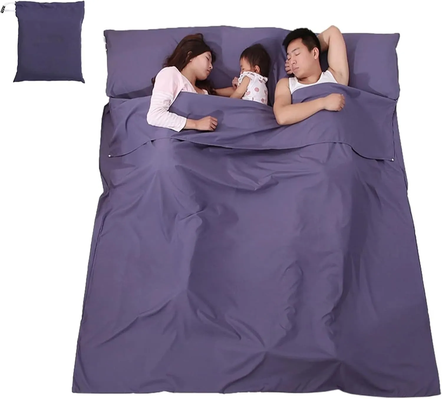 115cm*210cm Lightweight Sleeping Bag Liner Portable Multi-Person Sleeping Sack Outdoor Camping Hotel Travel Sheet