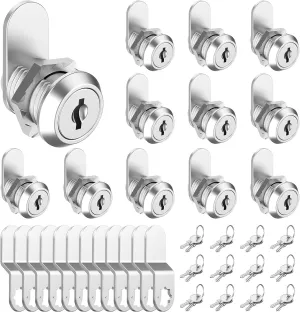 12 Pcs 5/8 Inch Tool Box Locks with Keys Cabinet Locks Zinc Alloy File Cabinet Lock Replacement Us General Tool Box Lock with Non-Universal Keys for Mailbox,File Cabinet,Drawer