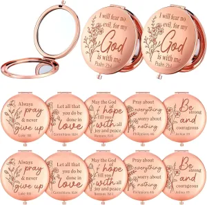 12 Pcs Christian Bible Verse Gifts for Women Makeup Compact Mirrors Bulk Inspirational Religious Christian Gift Pocket Mirror for Coworker Teacher Employees Travel Church Scripture Party Gift