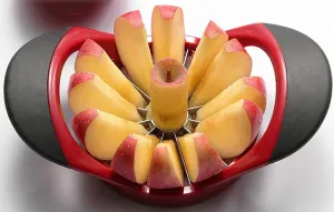 12-Slice Thin Apple Slicer and Corer, Classic Fruit Slicer, Easy Grip Apple Corer Slicer, Pop Apple & Pear Slicer, Can Quickly and Easily Slices an Apple into Tidy Wedges, Stylish Designs, Black Red.