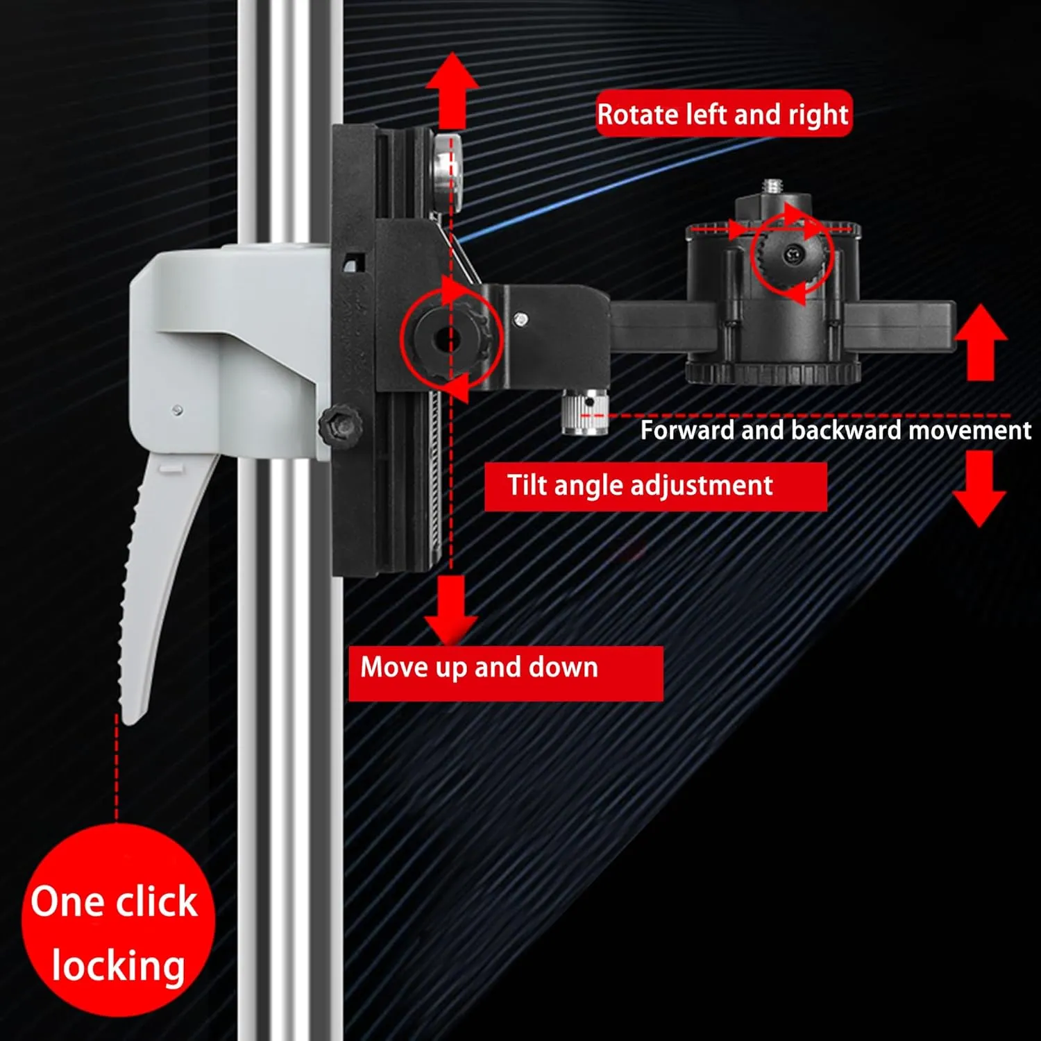 13.8 Ft./4.2 m Laser Level Pole ，With1.2-meter tripod (47.24 in) tall tripod for laser level Interface 0.23and 0.59in，Adjustable Telescoping Laser Pole(13.7 foot support rod 3.9 foot tripod)