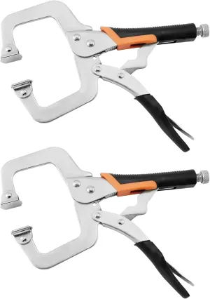 14-Inch C-Clamp Locking Pliers,Heavy Duty Vise Grip Welding Clamp With Swivel Pads for Woodworking,Home,Metalworking,Auto Repair(2 Pack)