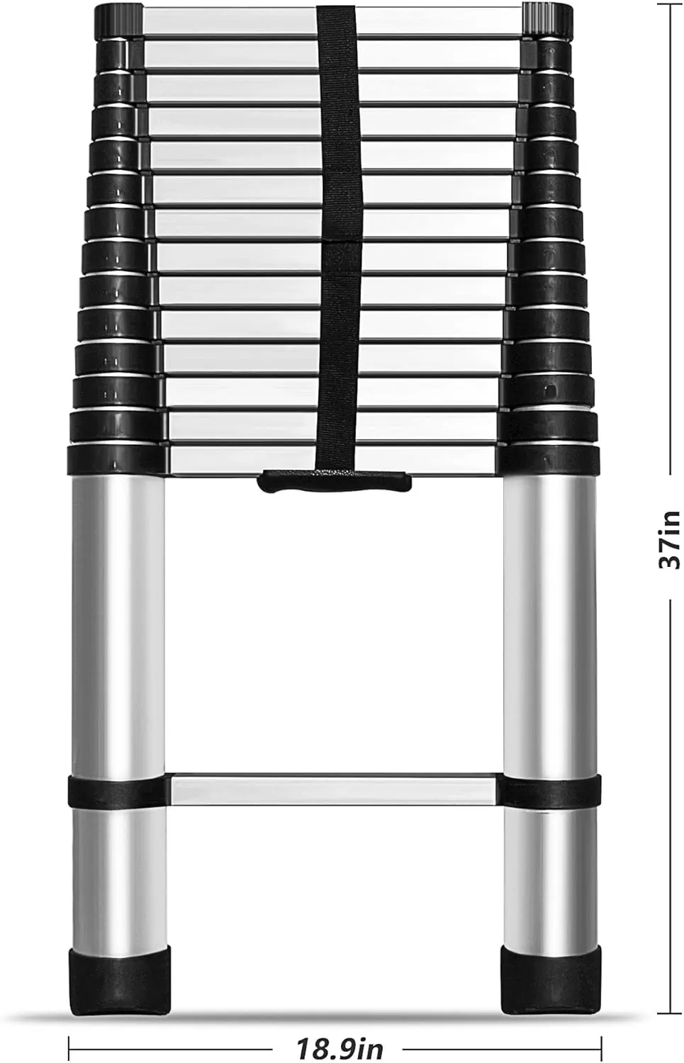 14.5 FT Telescoping Ladder 330 lbs Capacity Heavy Duty Aluminum Extendable Ladder Collapsible Locking Mechanism for Attic Household Use Outdoor Work