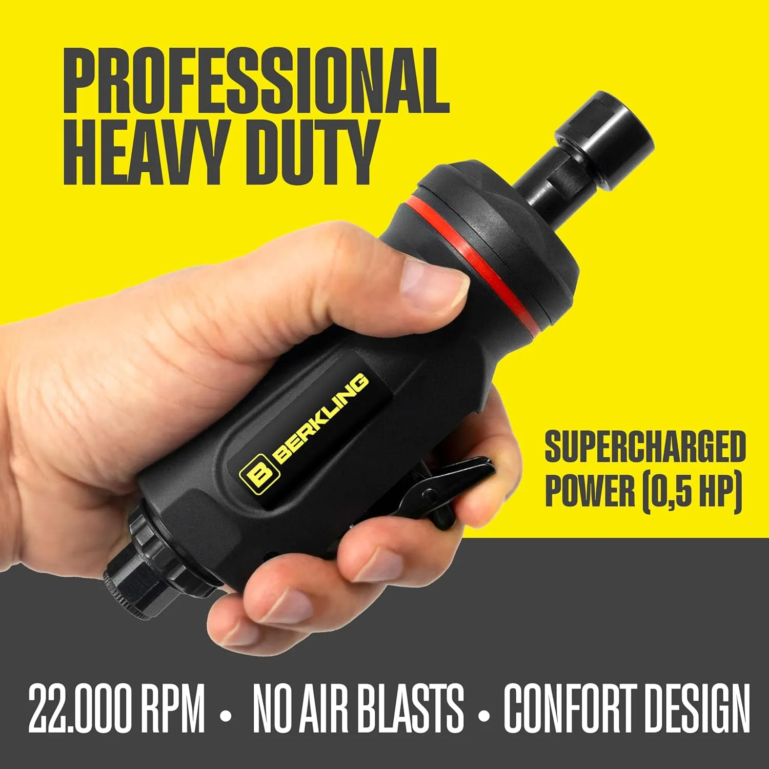 1/4" Air Die Grinder Professional Grade Heavy Duty with Variable Speed Control (Straight, Standard)
