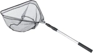 1.5M Triangular Folding Fishing Landing Net with Telescoping Pole Handle Fishing Net Fish Landing Net, Foldable Lightweight Freshwater Fishing Landing Net with Built in Len