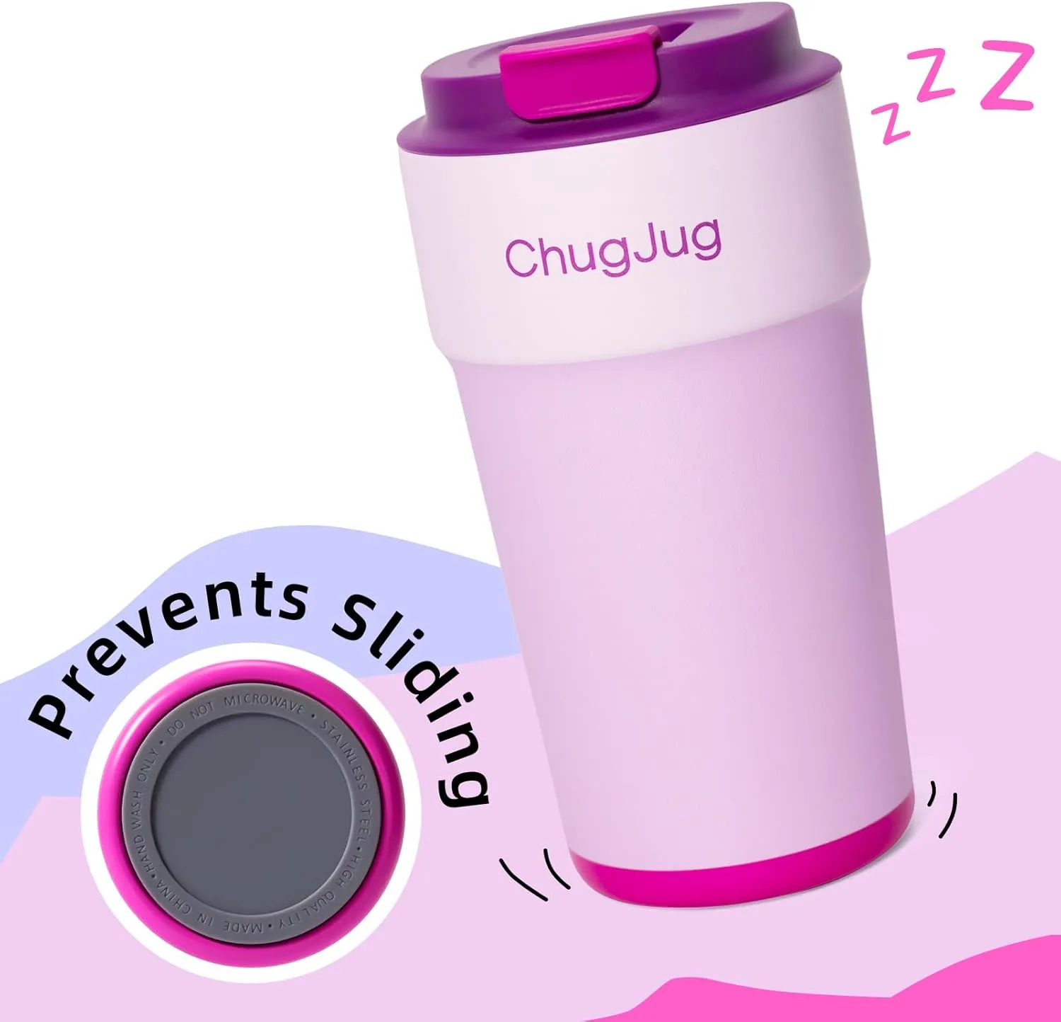 16 oz Travel Coffee Mug with Ceramic Coating, Leak-Proof Vacuum Insulated Coffee Tumbler with Lid, Reusable Double Wall Stainless Steel Travel Cup for Hot& Cold Drinks (Violet Dream)