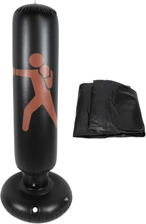 160cm High PVC Exercise Punching Bag - Sustainable Inflatable Column for Adults and Youngsters, Improved Stability with 65cm Base