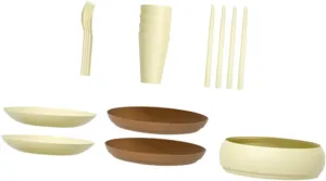 17pc Camping Picnic Set Outdoor Tableware Plastic Plate Cup Spoon Fork Chopsticks Durable Easy to Clean