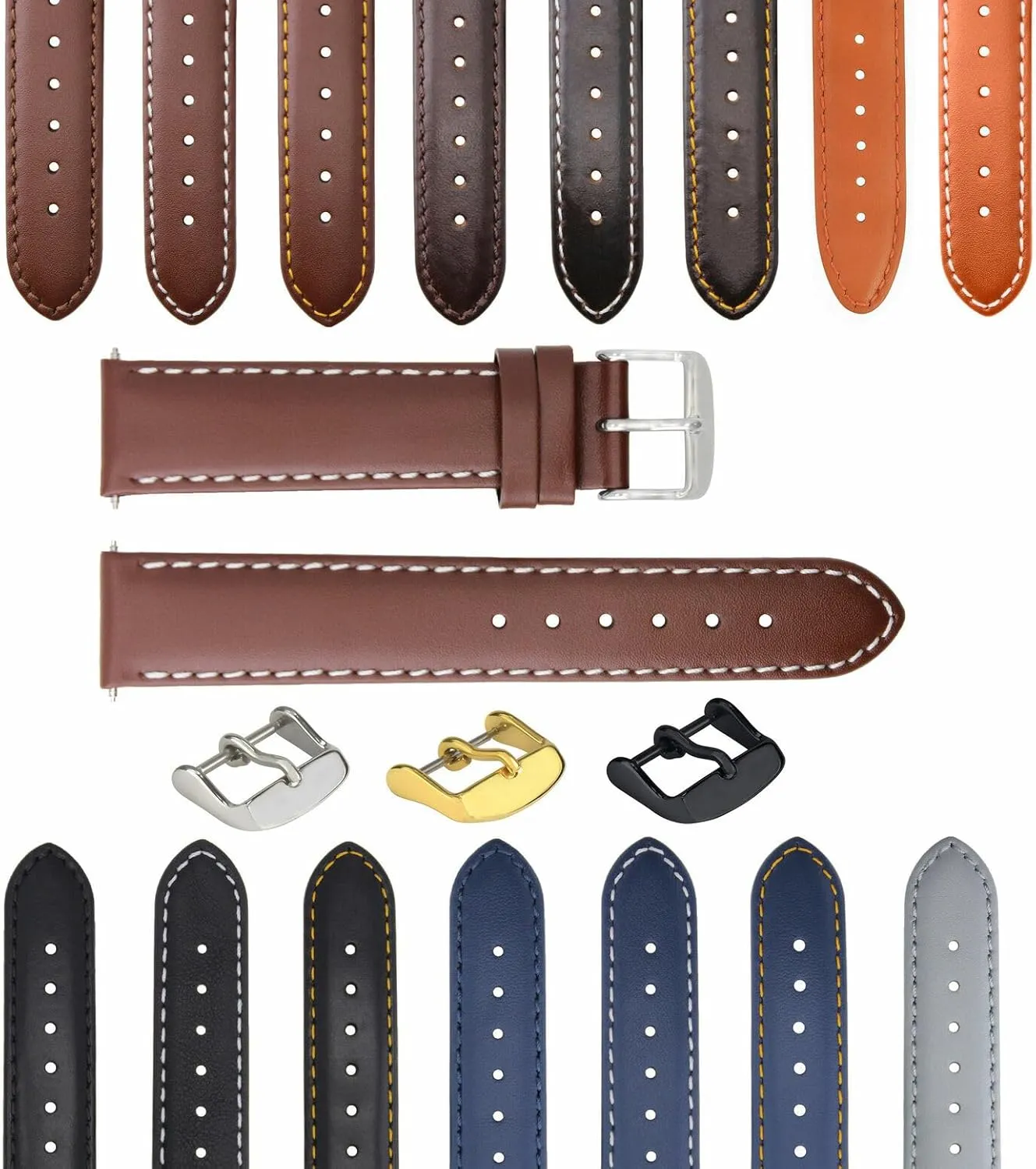 18-19-20-22-24-26mm Leather Watch Band Strap Smooth Compatible with Movado
