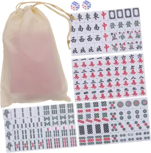 1Set Mini Mahjong Set Portable Mahjong Tiles Kit for Travel Funny Mini Mahjong with Storage Bag for Parties and Gifting
