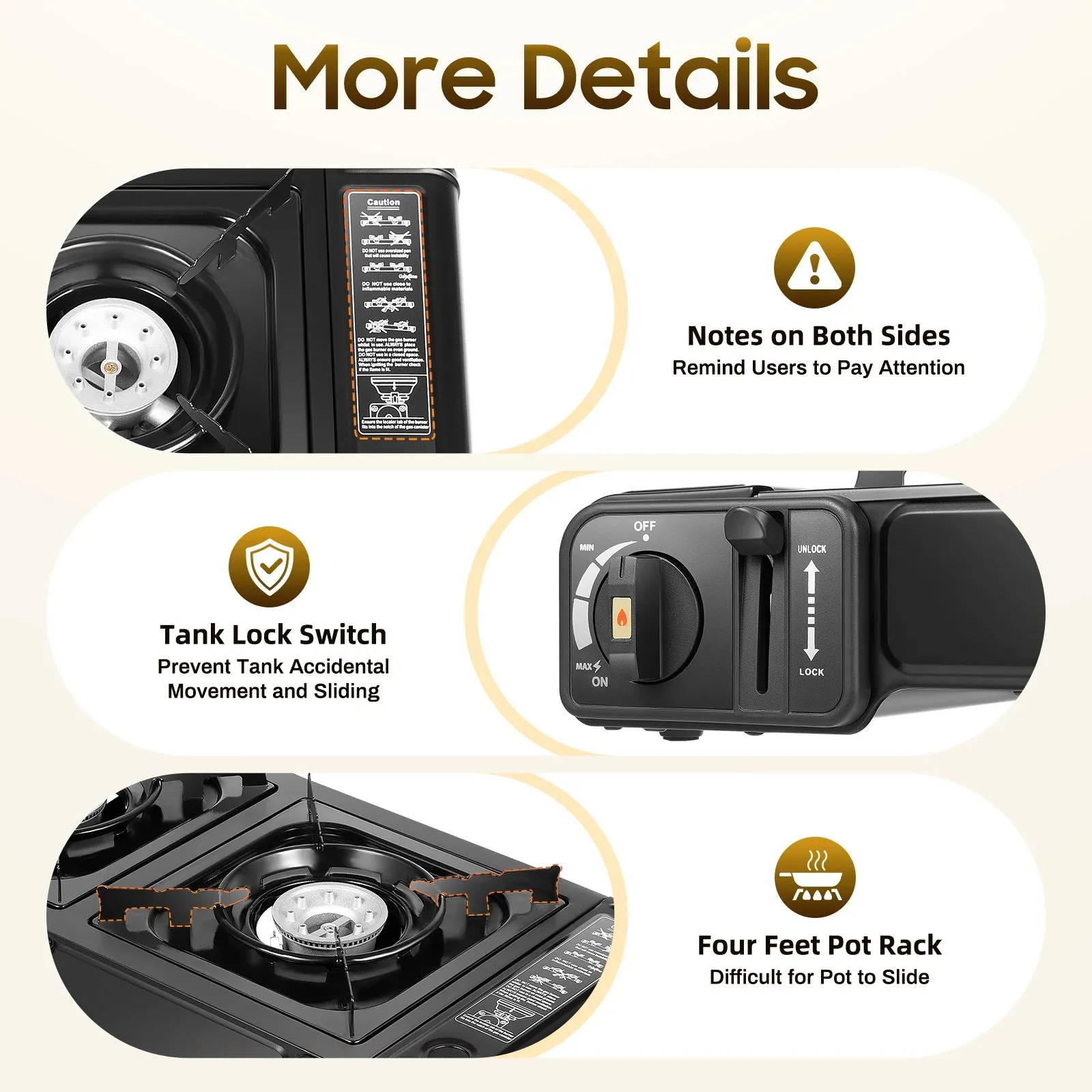 2-Burner Portable Camping Stove with Grill - Piezo Ignition Butane Stove for Outdoor Cooking