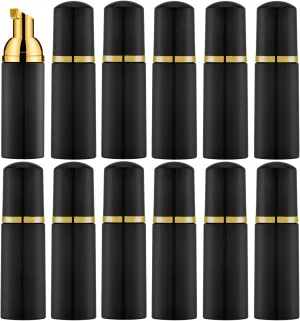2 Oz Black Foam Soap Bottle with Black Pump Empty Travel Foaming Dispenser for Hand Soap,Lash Shampoo,Body Wash(12 PCS, Black Cap)
