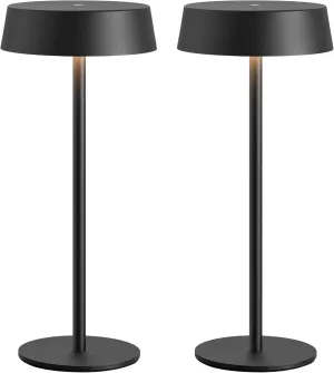 2 Pack Cordless Table Lamps, Rechargeable Lamp with 5000mAh Battery Operated, Touch Lamps, Portable Indoor/Outdoor Lamp for Kitchen Living Room Bedroom, Waterproof (Black)