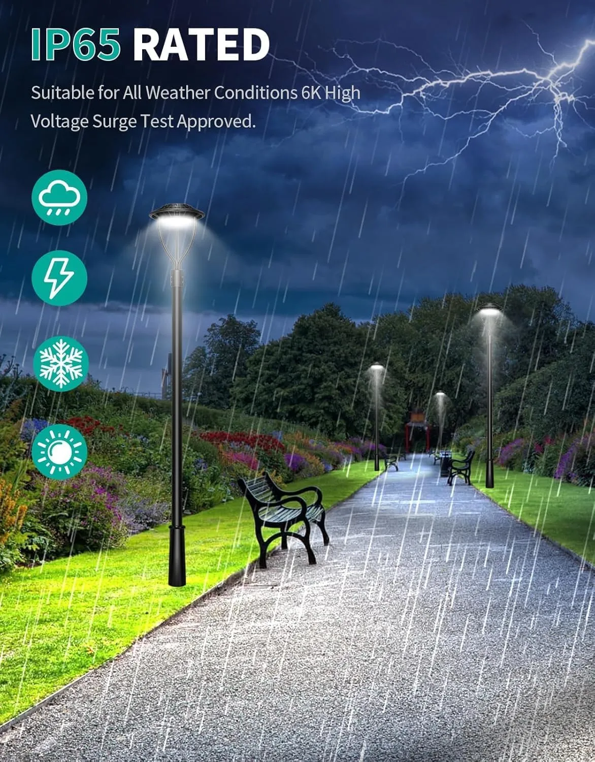 2 Pack LED Post Top Light ETL DLC Listed 150W 120W 90W Adjustable Outdoor Pole Lights with Photocell IP65 Waterproof Post LED Fixture 5000K for Garden Yard Street Lighting