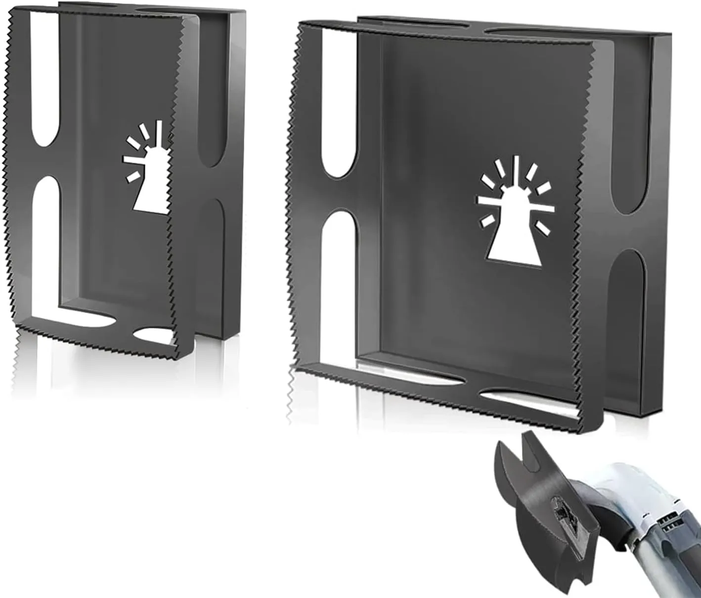 2 Pack Upgraded Square Slot Cutter Drywall Oscillating Tool, Stainless Steel Drywall Outlet Cutout, One Step in Place Electric Box Cutter for Drywall, Metal,Wood, Plastic(Rectangle   Square)