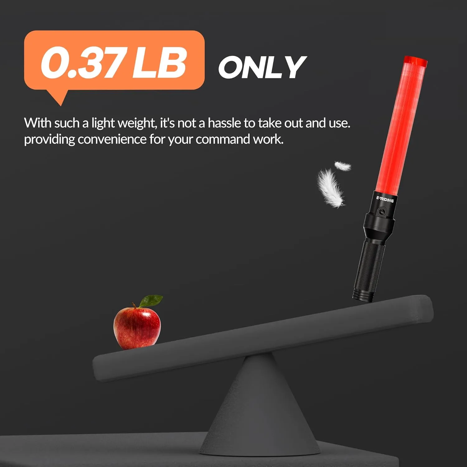 2 Pieces 16 Inch Signal Traffic Wand, Traffic Control Wand with White LED on Top, Safety Traffic Baton Light for Parking Guides Outdoor Camping