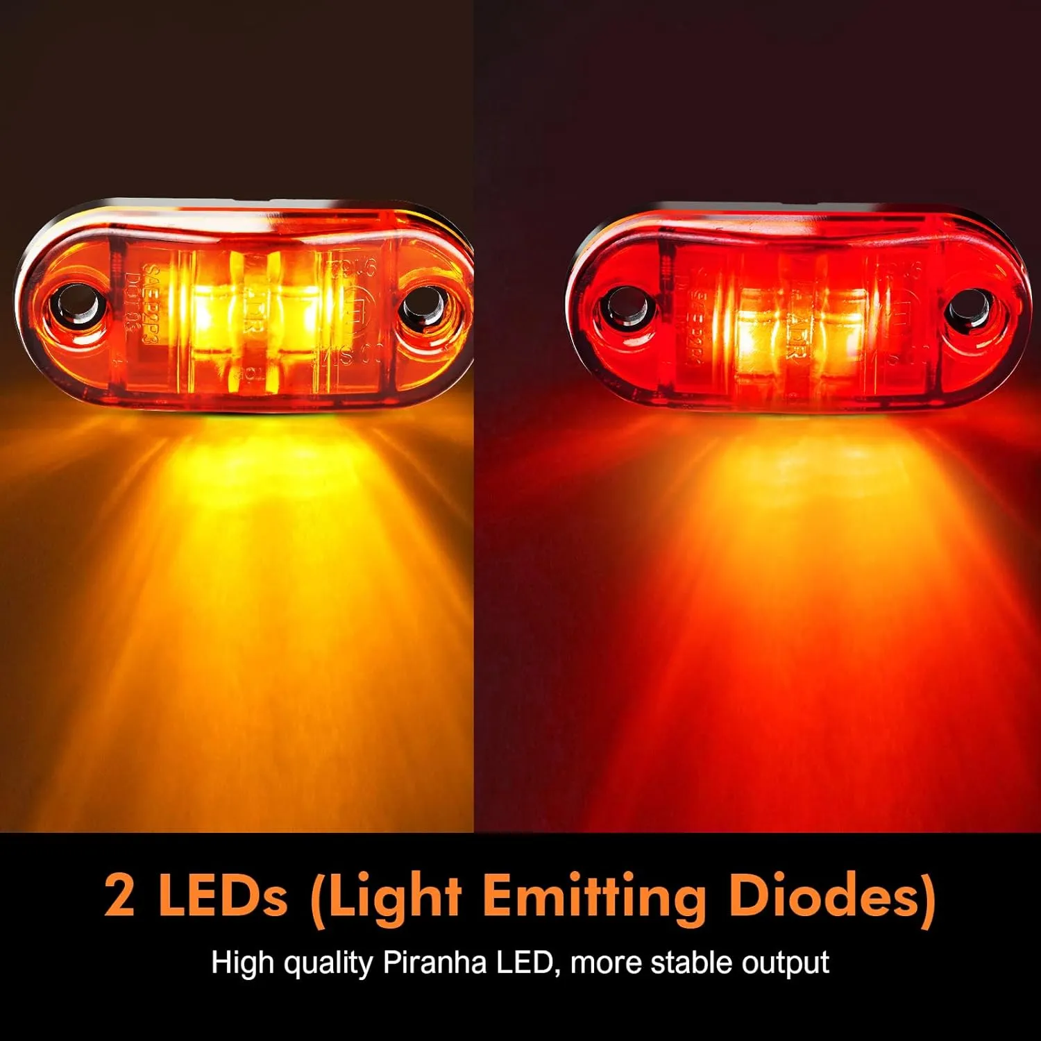 20 PCS 2.5 inch LED Trailer Lights Kit with Screws, Front Rear Side Marker Clearance Indicators Light Lamp, Amber   Red Dc12-24V Waterproof Universal Accessories for Rv Camper Truck Van Caravan Boat