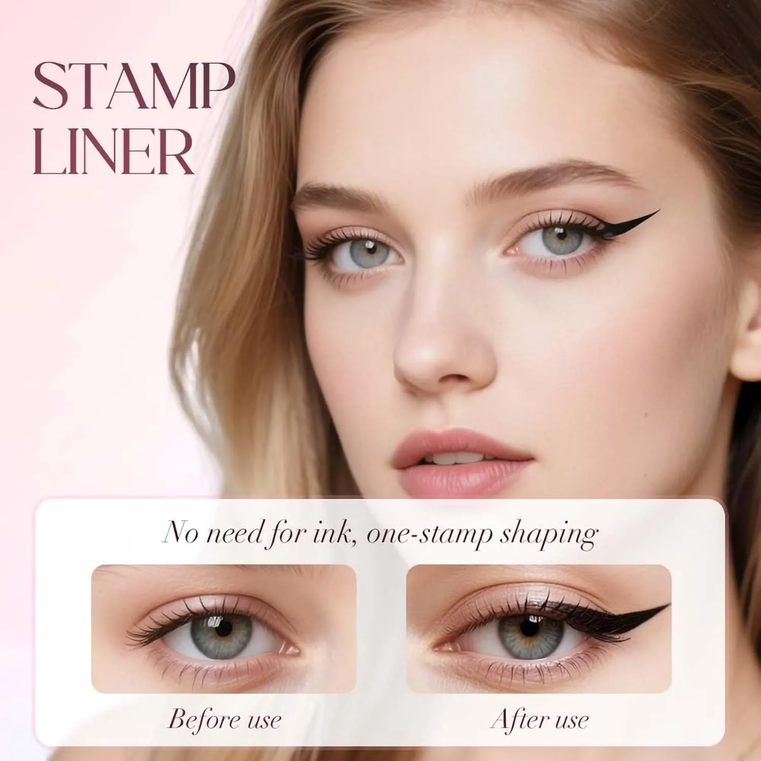 2025 New Foldable Eyeliner Stamp for Perfect Wings,Waterproof Winged Eyeliner Tool for Perfect Wings Smudge Proof Eyeliners Pen for Beginners (Black)