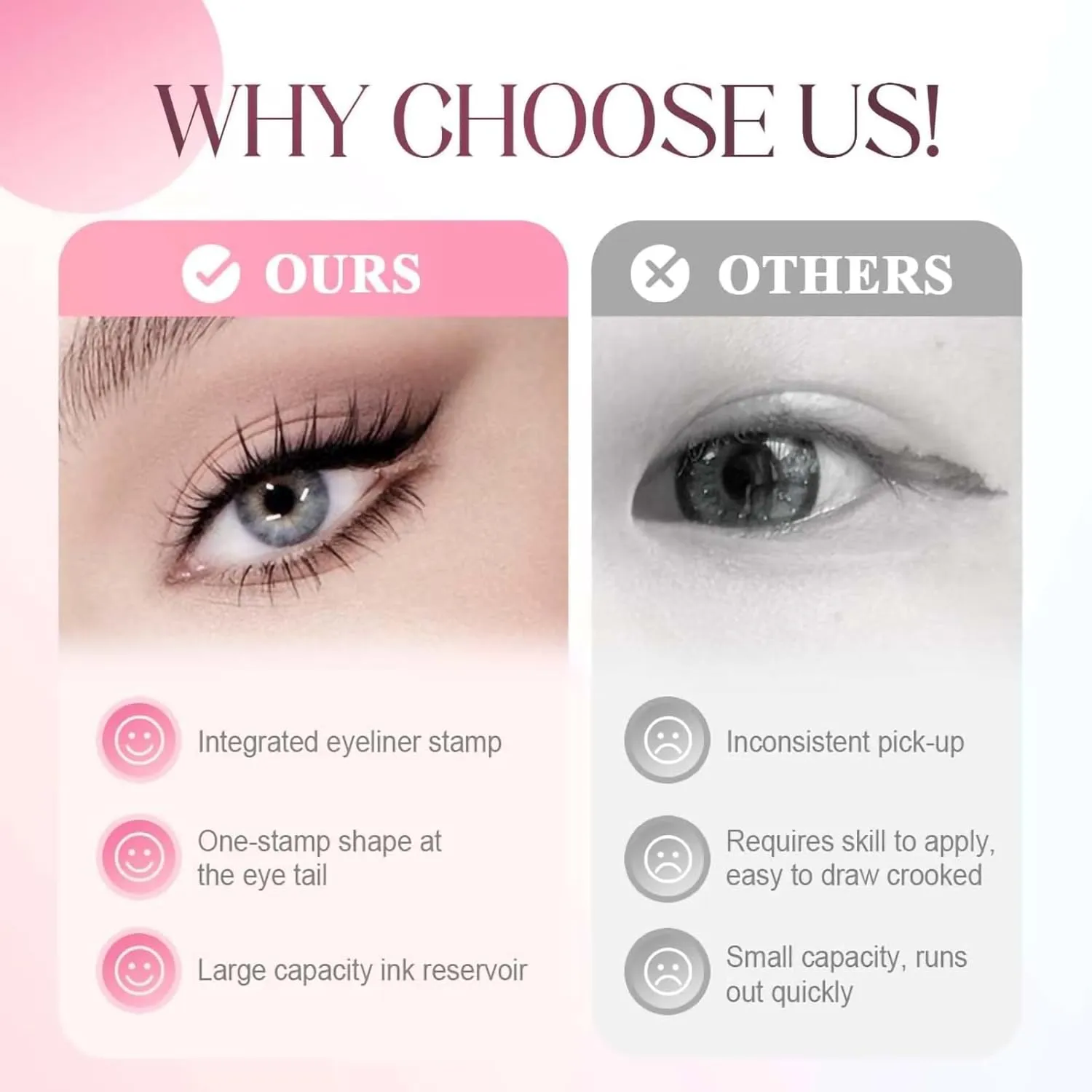 2025 New Foldable Eyeliner Stamp for Perfect Wings,Waterproof Winged Eyeliner Tool for Perfect Wings Smudge Proof Eyeliners Pen for Beginners (Black)
