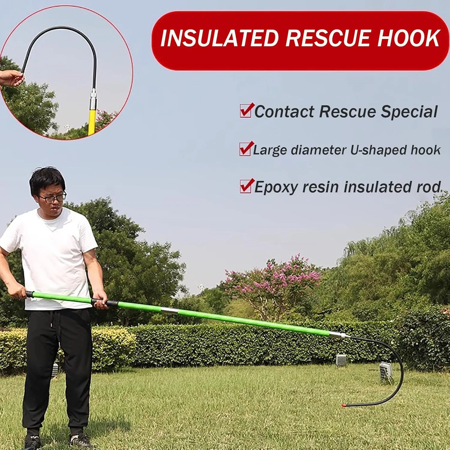 2025 Rescue Hook, 35KV-220KV High Voltage Fire Electrician Insulated Rescue Hook, Load Capacity 100KG, for Factory/Electricity Rescue Equipment Tool