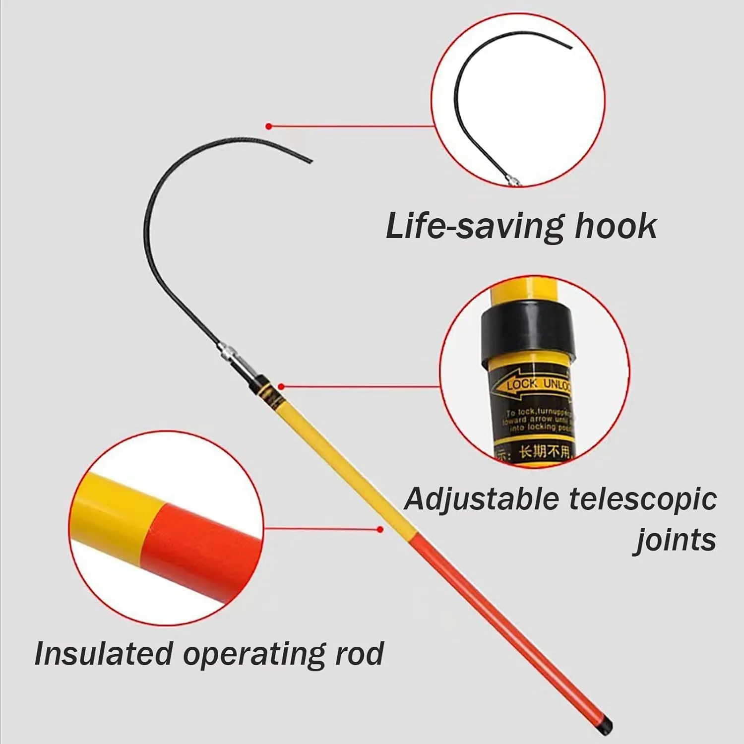 2025 Rescue Hook, 35KV-220KV High Voltage Fire Electrician Insulated Rescue Hook, Load Capacity 100KG, for Factory/Electricity Rescue Equipment Tool
