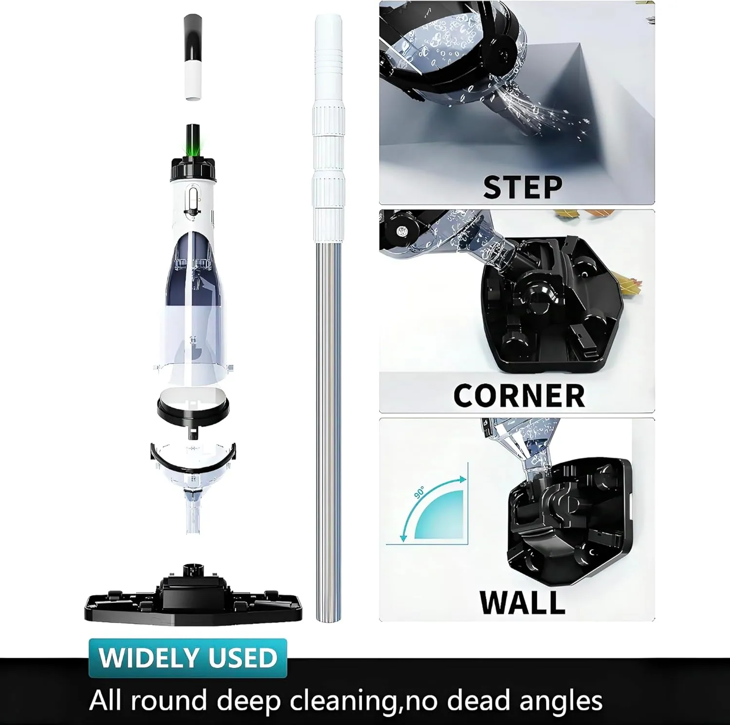 2025Upgraded Cordless Pool Vacuum for Above Ground,LED Display&11.5" Wider Head,Handheld Pool Spa Vacuum Cleaner for Inground Pools Hot Tub,Rechargeable,up to 19.5 GPM for Leaves,Debris,Shallow Steps