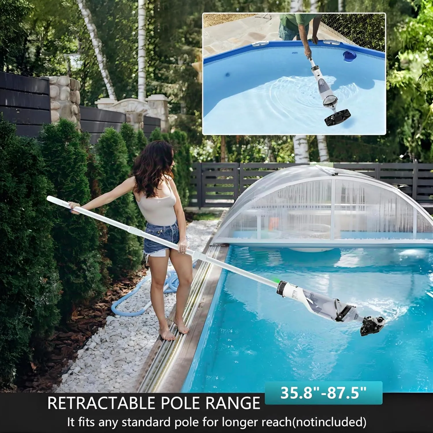 2025Upgraded Cordless Pool Vacuum for Above Ground,LED Display&11.5" Wider Head,Handheld Pool Spa Vacuum Cleaner for Inground Pools Hot Tub,Rechargeable,up to 19.5 GPM for Leaves,Debris,Shallow Steps