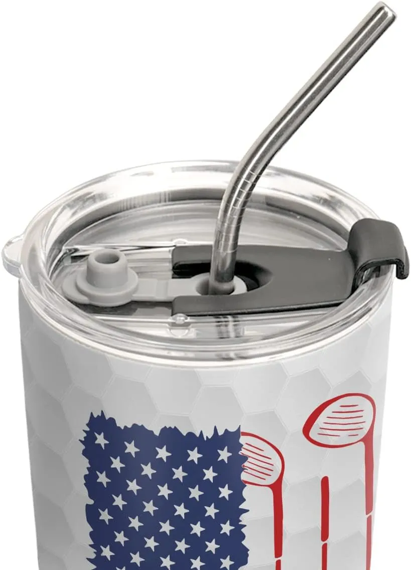 20oz American Golf Tumbler, Gifts for Golf Lovers, Coffee Thermos for Men, Women, Stainless Steel Double Wall Vacuum Insulated Coffee Mug, Travel Cup with Lid