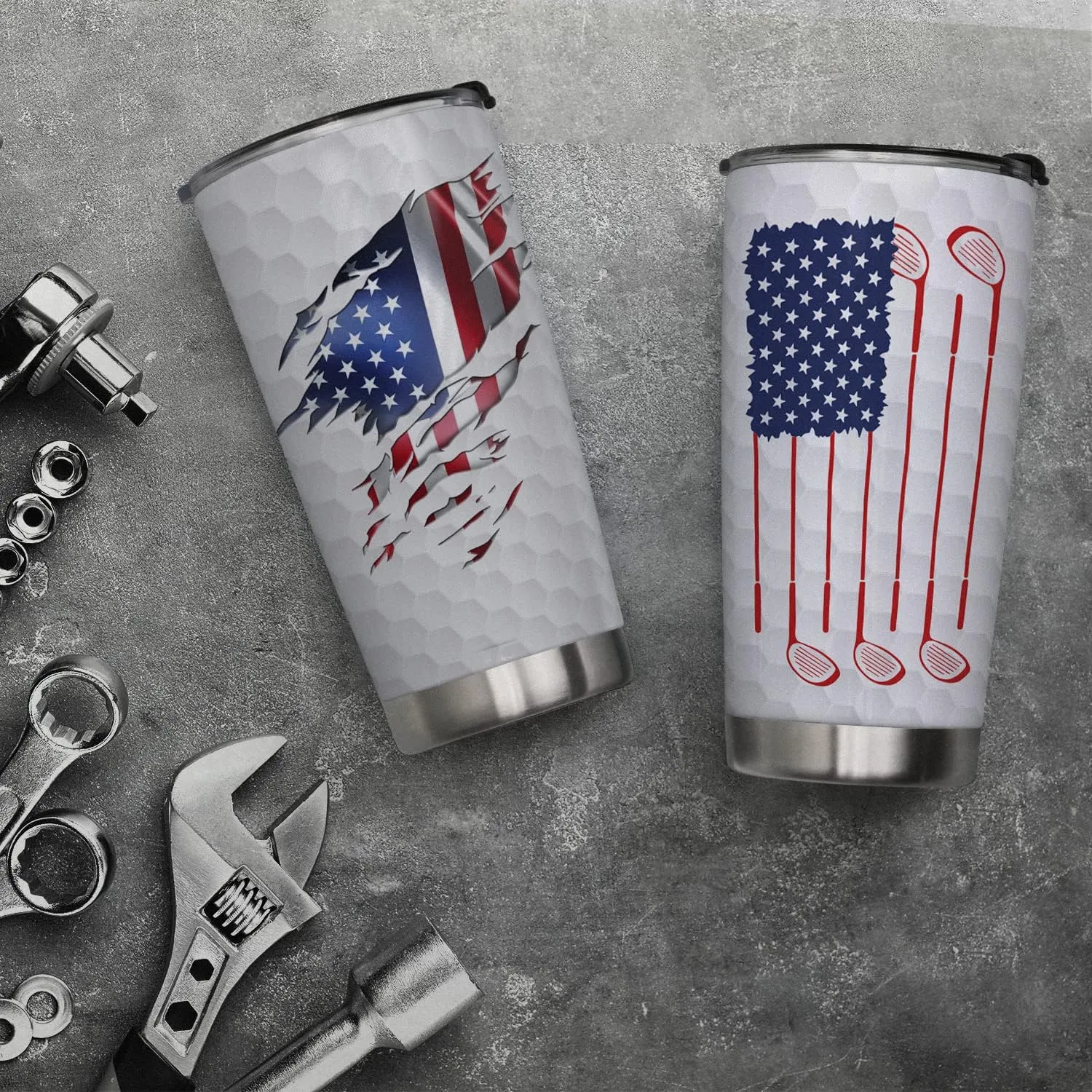 20oz American Golf Tumbler, Gifts for Golf Lovers, Coffee Thermos for Men, Women, Stainless Steel Double Wall Vacuum Insulated Coffee Mug, Travel Cup with Lid