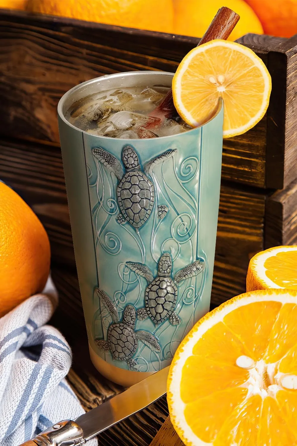 20oz Printed Ceramic Sea Turtle Tumbler, Gifts for Turtle Lovers, Ocean, Beach Gifts, Coffee Thermos for Women, Stainless Steel Double Wall Vacuum Insulated Coffee Mug, Travel Cup with Lid