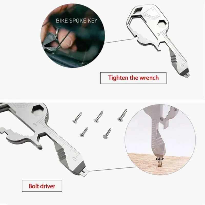 24-in-1 Key Shaped EDC Tool - Multi-Function Survival Gadget