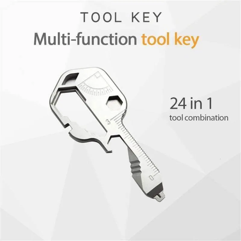 24-in-1 Key Shaped EDC Tool - Multi-Function Survival Gadget