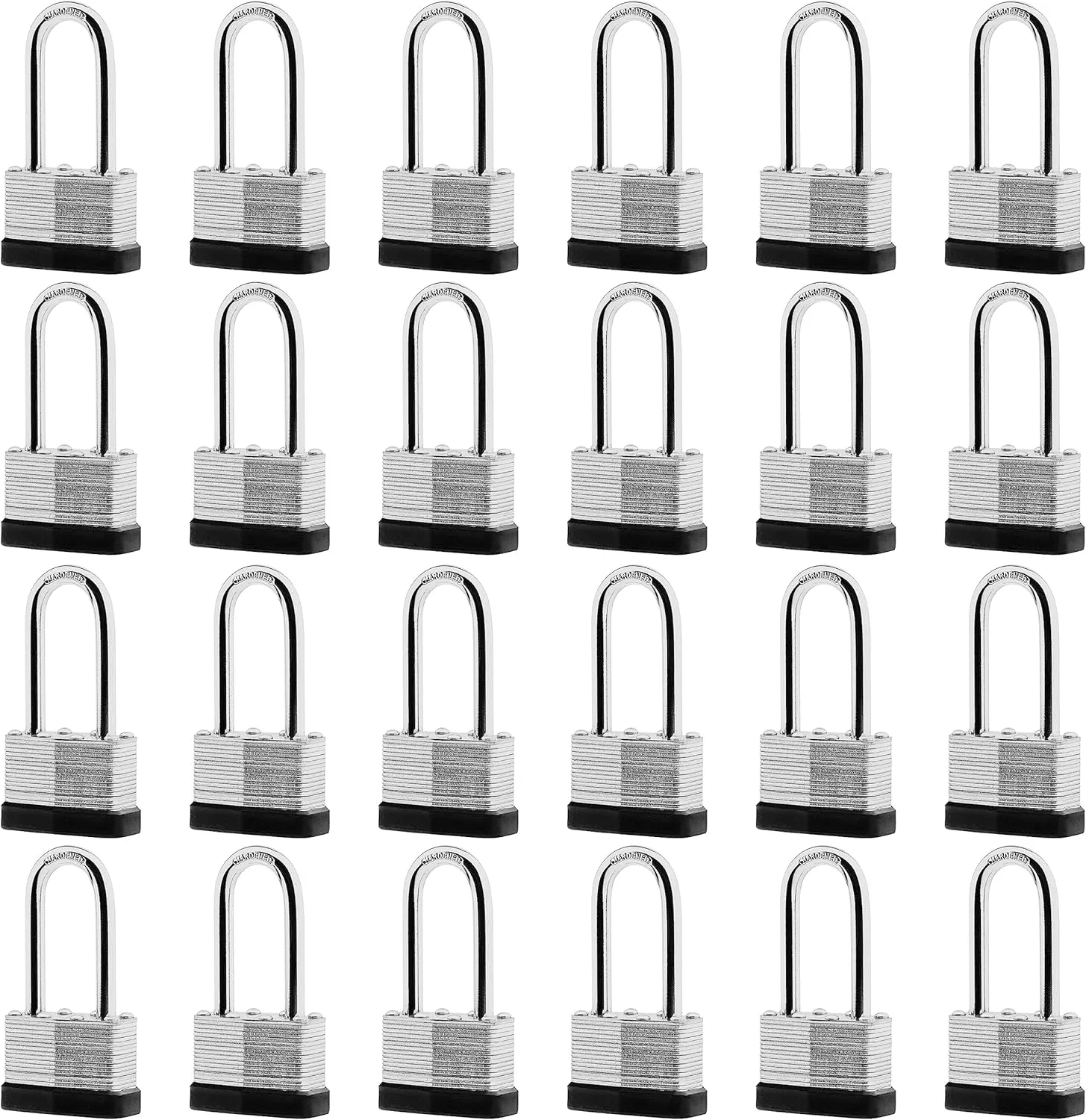 24-Pack Keyed Alike Laminated Steel Padlocks Keys, 1-3/4" Wide, Heavy Duty Long Pad Lock Set with Same Keys