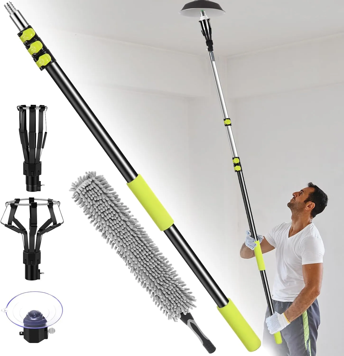 24FT Telescopic Light Bulb Changer for High Ceilings,Aluminum alloy lightweight lightbulb changer for high ceilings,High ceiling light bulb changer with pole for high ceilings and embedded lights