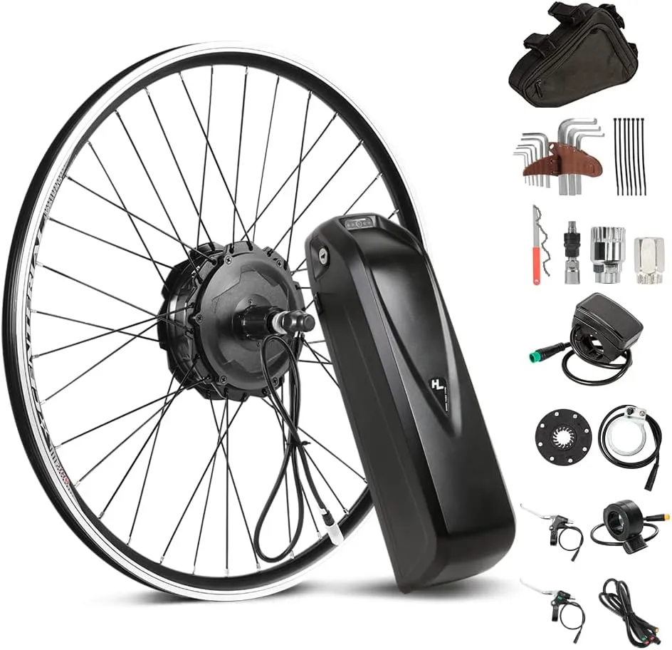 26 inch Ebike Conversion kit 48V500W Rear Front Motor Wheel with 48V13Ah Battery Fit for 6S 7S 8S 9S 10S Cassette Screwed Brushless Motor Kit