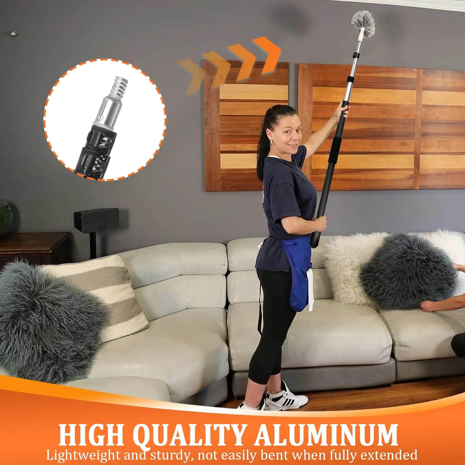 28FT Reach Telescopic Extension Pole, 5-20FT Multi-Purpose Extendable Pole with Universal Twist-on Metal Tip, Lightweight Sturdy Aluminum Paint Roller Extension Pole for Painting, Dusting and Cleaning