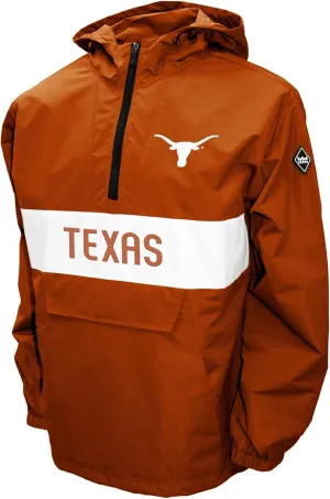 2Bhip NCAA Texas Longhorns Adult Half Zip Waterproof Windbreaker Hoodie Pullover With Pocket Jackets For Men
