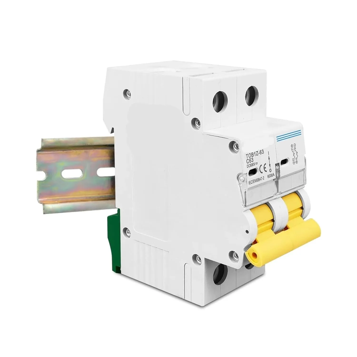 2P DC 600V Circuit Breaker MCB C Curve Single Pole Direct-Current Fuse for PV Witch Cover(2P 25A)