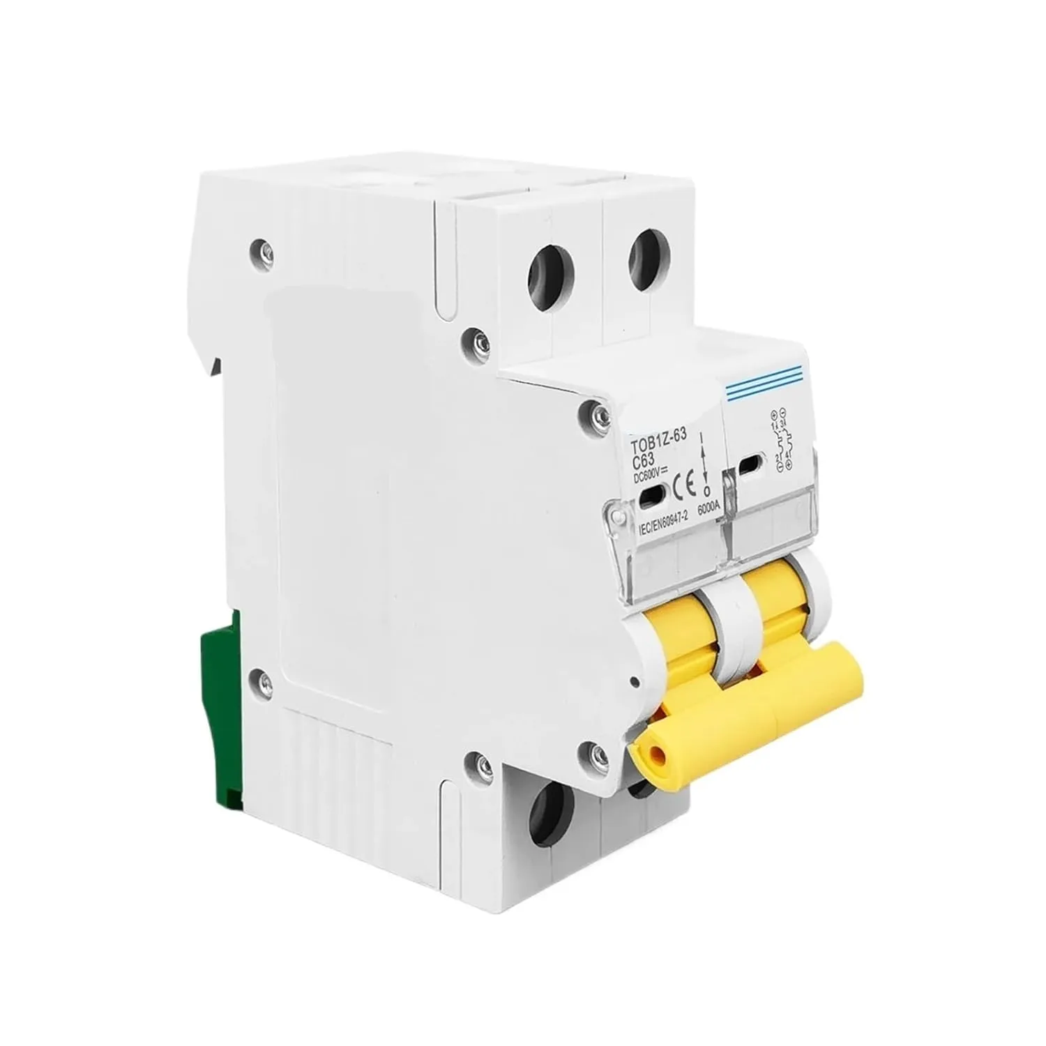 2P DC 600V Circuit Breaker MCB C Curve Single Pole Direct-Current Fuse for PV Witch Cover(2P 25A)