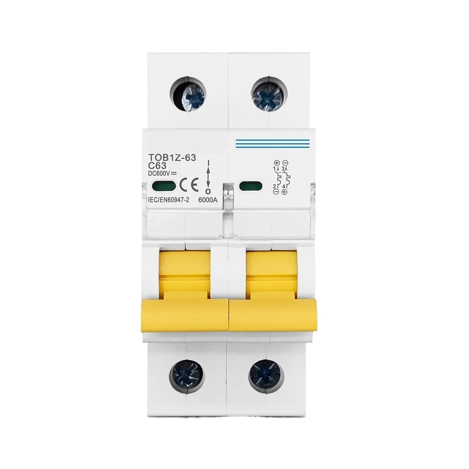 2P DC 600V Circuit Breaker MCB C Curve Single Pole Direct-Current Fuse for PV Witch Cover(2P 25A)