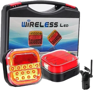 2PCS Wireless Magnetic LED Car Boat Trailer Lights Kit, Ip67 Waterproof Submersible Brake Tail Optronics Tail Clearance Lights Utility Submersible Marker Tail with 5functions