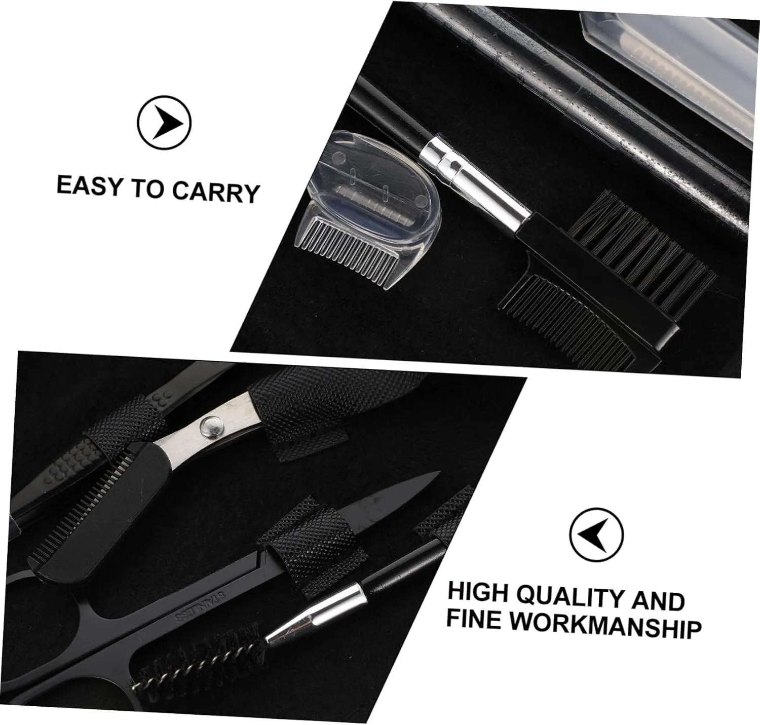 2sets Stainless Steel Eyebrow Grooming Kit Razor Comb Scissor Tweezers Set for Women Men Travel Size for Makeup and Beauty 8pcs*2