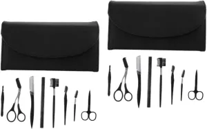 2sets Stainless Steel Eyebrow Grooming Kit Razor Comb Scissor Tweezers Set for Women Men Travel Size for Makeup and Beauty 8pcs*2